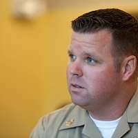 Comoros Lt. Col. Soilihi speaks with Maj. Moudjib-Rahmane