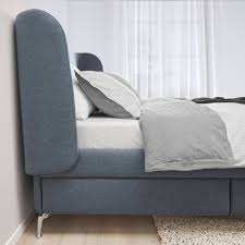 Ikea Tufjord Bettgestell Mit Aufbewahrung Bezogen Gunnared Blau Bettgestell Bett Ideen Polster