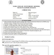 Soal Dan Kunci Jawaban Usbn Bahasa Inggris Smp Kurikulum 2013 Tahun Pelajaran 2018 2019 Didno76 Com