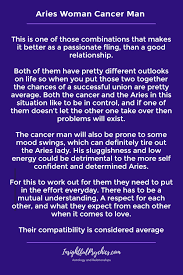 Insanely tall, blank stare, both speak to each other without actually speaking. Aries And Cancer Compatibility In Sex Love And Friendship