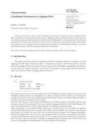 Pdf Constituent Structure In A Tagalog Text
