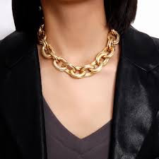 9999 solid 24k gold slanted bar chain 75 gram sightly hollow 24 inches 3.8mm. Retro Chunky Gold Chain Choker Necklace 90s Punk Style Choker Necklace Costume Chunky Chain Jewelry Hip Hop Turnover Chain Necklace