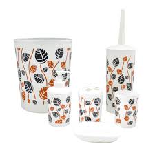 5 out of 5 stars (1,233) $ 68.50 free shipping add to favorites gold ceramic ring holder jewelry organizer tray trinket dish for vanity unicorn lgbt magical wedding display boho anniversary cute. Ez Life 6 Pieces Bathroom Set Brown Leaves Pp Bin Toilet Brush Soap Dispenser Soap Tray 2 Holders Home Decor Bathroom Accessories Stoneware Multicolor Amazon In Home Kitchen
