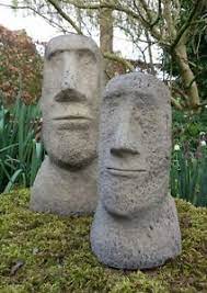 One mystery of easter island's statues finally solved, researchers say. Stone Garden Pair Of Moai Easter Island Head Tiki Ornaments Statues Ebay