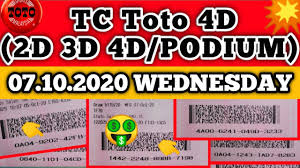 Tc Toto 4d 07 10 2020 Rabu 3d Sa 100 Youtube