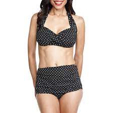 Catalina Suddenly Slim Womens Plus Size Retro Slimming High Waisted Bikini Two Piece Swimsuit Womens Plus Walmart Suddenly Slim Bikinis High Waisted Bikini