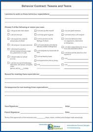 Curfew is 9:00pm on weekends rule #1: Behavior Contract For Teenager To Learning Life Templateral