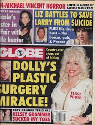 Globe Magazine Dolly Parton Nicole Simpson Kelsey Grammer Jan Michael Vincent Tabloid Magazines Kelsey Grammer Dolly Parton