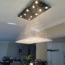 Rectangular Base Pyramid Raindrop Crystal Ceiling Lights In 2021 Modern Lighting Chandeliers Dining Room Ceiling Lights Crystal Ceiling Light