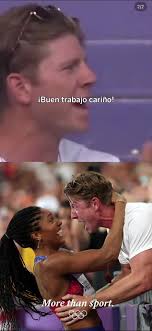 Novio Apoya A La Atleta De Salto De Longitud