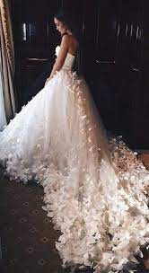 Wedding Dresses Perfect To Remember My Grandfather White Butterflies Ball Gowns Wedding Wedding Dresses With Flowers Wedding Dress Train