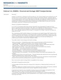Stock quote, stock chart, quotes, analysis, advice, financials and news for share embraer s.a. Fillable Online Embraer S A Embr3 Financial And Strategic Swot Fax Email Print Pdffiller