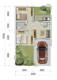 Desain tampak rumah minimalis 6x10. Lingkar Warna 4 Denah Rumah Minimalis Ukuran 6x10 Meter 2 Kamar Tidur 1 Lantai Tampak Depan