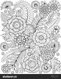 Coloring Book For Adults For Meditation And Relax Decorative Wild Flowers And Coloring Books Coloring Pages Flower Coloring Pages