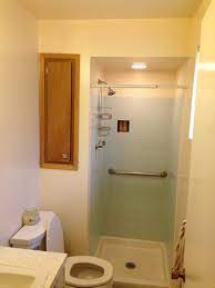 For a cleaner and sleeker look, the glossy cabinet can be a good addition that you can choose. Need Help For A 4x8 Master Bathroom