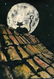 Cat Belongs To The Moon Cizimler Tuval Resimleri
