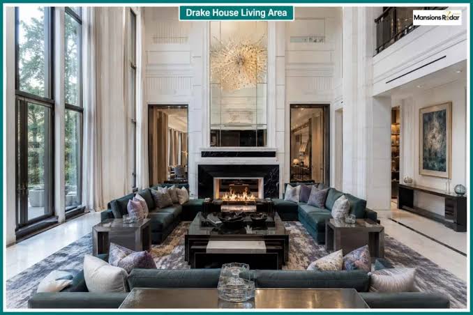 The 44-foot high ceiling Great Room inside The Embassy in Toronto, AI generated