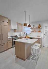 kitchen with light wood cabinets