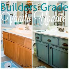 The painting was actually pretty easy but these steps take time. Thrifty Artsy Girl Builders Grade Teal Bathroom Vanity And Faucet Upgrade For Only 60
