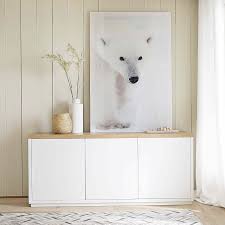 Buffet En Chene Massif Blanc Satine L 175 Cm Austral Buffet Blanc Buffet Maison Meubles De Salon Blanc