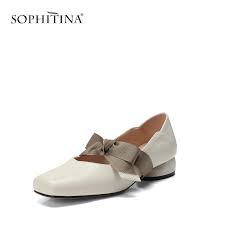 Sophitina Female Elegant Spring Mary Janes Shoes High Quality Genuine Leather Butterfly Knot Lac Sports Shoes For Girls Stylish Walking Shoes Girls Dress Shoes