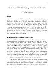 Adalah berbentuk kajian kepustakaan serta analisis dokumen. Doc Kepentingan Penerapan Pendidikan Islam Awal Kanak Kanak Nurul Aini Hashim Academia Edu