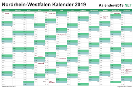 Kalender 2020 zum ausdrucken kostenlos. Kalender 2019 Nordrhein Westfalen