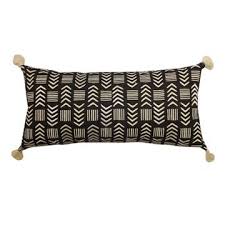Black And White Lumbar Pillow With Tassels Tassel Lumbar Pillow Black White Threshold Global Pillows Pillows