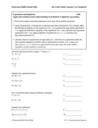 6th Grade Math Common Core Expressions And Equations Worksheets Learning Math Math Worksheets Sixth Grade Math