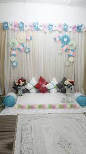 Membuat ruangan rumah agar tampak lebih indah tidak hanya selalu bergantung. Diy Pelamin Tunang Diy Pelamin Paper Flower Backdrop Backdrop Decorations