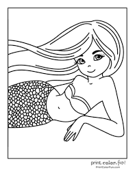 Free printable mermaid coloring worksheets. 30 Mermaid Coloring Pages Free Fantasy Printables Print Color Fun
