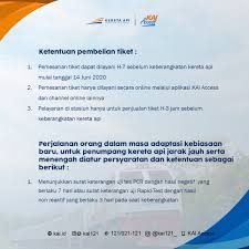 Kai mengoperasikan perjalanan kereta api luar biasa (klb) untuk berbagai rute mulai tanggal 12 sampai 31 mei 2020. Kereta Api Indonesia On Twitter Tata Cara Pembelian Tiket Persyaratan Calon Penumpang Masih Mengacu Pada Protokol Prosedur Perjalanan Ka Di Masa Adaptasi Kebiasaan Baru Akb Kainewnormal Https T Co Ujhvwmvaf1
