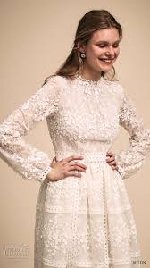 Long Bishop Sleeve Wedding Dress Bhldn S Designer Collective Exclusive Wedding Dresses From The World S Top Designers Wedding Inspirasi Short Wedding Dress Short Sleeve Wedding Dress Lace Dress With Sleeves