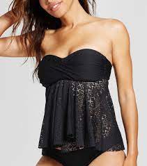 Merona blue eyelet button down tank top size m (with images) these pictures of this page are about:merona tank tops. Merona Merona Women S Flyaway Tankini Top Crochet Black L Walmart Com Walmart Com