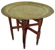 Maybe you would like to learn more about one of these? Moroccan Traditional Tea Table Engraved Brass Tray Top Folding Carved Wood 19 5