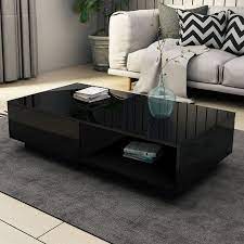 Find the perfect addition to your outdoor area with the wonderful range of coffee tables available at design warehouse. Modern Coffee Table Storage Drawer Shelf Cabinet High Gloss Wood Furniture Black