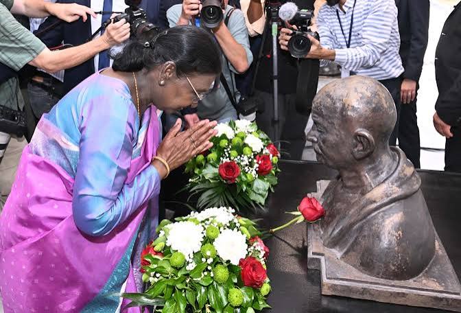 President Murmu Gandhi bust North Macedonia