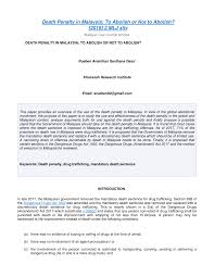 Pdf Death Penalty In Malaysia To Abolish Or Not To Abolish
