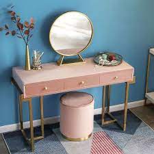 Gold Makeup Vanity With Drawers Pink Green Velvet Upholstered Makeup Vanity Table With Mirror Dressing Table With Stool Small Large In 2020 Dressing Table With Stool Makeup Vanity With Drawers Makeup Table Vanity