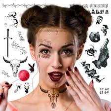 What kind of tattoos can you get on your face? Face Tattoo Halloween Post Temporary Tattoos Sticker Halloween Costume Accessories Temporary Face Tattoos For Adults Kids 5 Sheets Stickers For Face Neck Hands Arm Buy Online In Andorra At Desertcart 227062264