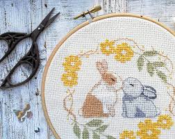 Find hundreds of free embroidery patterns for all skill levels, to personalise your accessories and decorate your home. Kissing Rabbits Cross Stitch Kit Cute Love Embroidery Pattern Amazon Co Uk Handmade