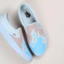 Black And White Custom Vans Slip Ons Custom Vans Pastel Flame On Mercari In 2020 Vans Shoes Women Vans Shoes Fashion Diy Shoes Vans