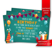 Scavenger Hunt To Find Birthday Present Birthday Scavenger Hunt Birthday Game Rhyming Clues And Scavenger Hunt Birthday Birthday Games Scavenger Hunt Clues