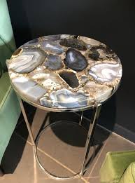 Agate Side Table Natural Stone Round Side Table Marble Semi Precious Stone Furniture Agate Furniture Agate Table Marble Side Tables