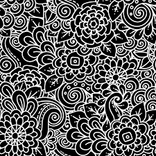 Seamless flower background pattern in vector. Seamless Floral Retro Doodle Black And White Pattern In Vector Stock Vector Illustration Of Female Paper 60451301