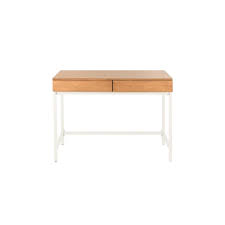Stylewell Donnelly White Metal And Natural Wood Finish Writing Desk With 2 Drawers 42 In W X 30 In H Pt7024wh The Home Depot In 2020 Natural Wood Desk Natural Wood Finish Wood Writing Desk