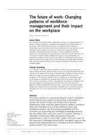 Pdf The Future Of Work Changing Patterns Of Workforce Management And Their Impact On The Workplace
