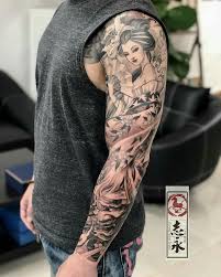 Black And Gray Tattoo Sleeve Ideas Black And Gray Tattoos Google Search Geisha Tattoo Geisha Tattoo For Men Black And Grey Tattoos