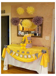 Yellow Table Cloth Setting Wrong Colors But Cute Idea For Using Plastic Table Clothes In 2020 Baby Shower Table Cloths Party Table Cloth Baby Shower Table