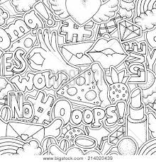 Search through 623,989 free printable colorings at getcolorings. Seamless Pattern Coloring Book Page For Adult With Fashion Patch Badges In Cartoon 80s 90s Comic Doodle Style Black And White Doodle Style Stickers Lips Pins Hearts Speech Bubbles Stars Patches Poster Id 214020439